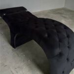 Koupit kosmetické lehátko černý velur | Lehátko na řasy s nastavitelnou opěrkou