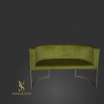 Sofa Loft Oval zelený velur, zlatá konstrukce