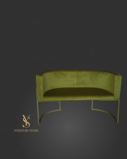Sofa Loft Oval zelený velur, zlatá konstrukce