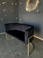 Pohovka Loft Oval 130 cm černý samet zlaté nohy - Obrázek 3