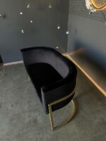 Pohovka Loft Oval 130 cm černý samet zlaté nohy - Obrázek 4