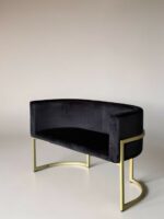 Pohovka Loft Oval 130 cm černý samet zlaté nohy