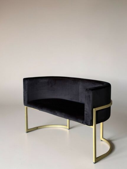 Pohovka Loft Oval 130 cm černý samet zlaté nohy