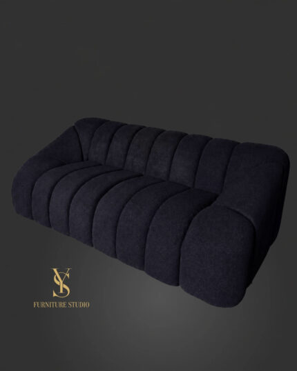 Moderní designová pohovka Luna v černé bouclé látce pro recepci, čekárnu nebo kosmetický salon