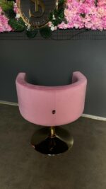 Kadeřnické křeslo oválné zlatá základna růžový velur | Křeslo do salonu - Obrázek 4