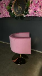 Kadeřnické křeslo oválné zlatá základna růžový velur | Křeslo do salonu - Obrázek 5