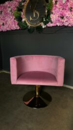 Kadeřnické křeslo oválné zlatá základna růžový velur | Křeslo do salonu - Obrázek 6