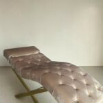 Kosmetické lehátko loft capitonné nastavitelné zlaté velur | Lehátko do salonu