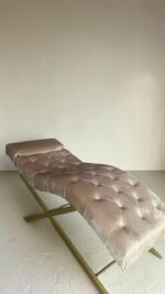 Kosmetické lehátko loft capitonné nastavitelné zlaté velur | Lehátko do salonu