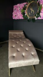 Kosmetické lehátko loft capitonné nastavitelné zlaté velur | Lehátko do salonu - Obrázek 3