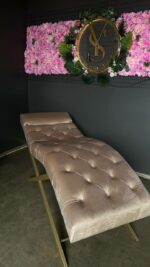 Kosmetické lehátko loft capitonné nastavitelné zlaté velur | Lehátko do salonu - Obrázek 4