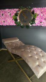 Kosmetické lehátko loft capitonné nastavitelné zlaté velur | Lehátko do salonu - Obrázek 6