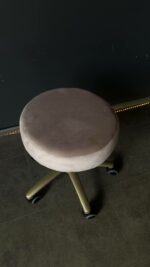 Stolička na kolečkách zlatá béžový velur | Taburet pro salon - Obrázek 6