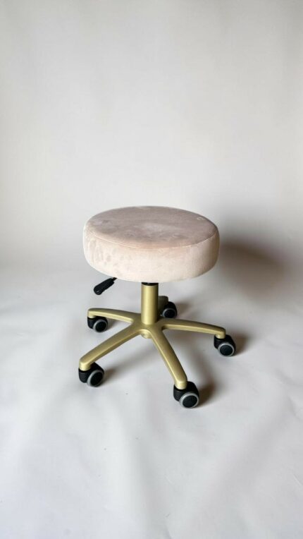Stolička na kolečkách zlatá béžový velur | Taburet pro salon