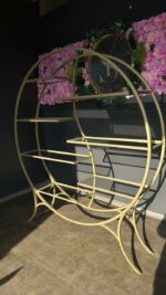 Kulatý regál zlatý se skleněnými policemi 150×172 | Designový regál loft - Obrázek 3