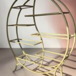 Kulatý regál zlatý se skleněnými policemi 150×172 | Designový regál loft