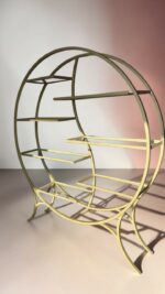 Kulatý regál zlatý se skleněnými policemi 150×172 | Designový regál loft