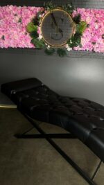 Kosmetické lehátko loft capitonné černá eko kůže nastavitelné | Lehátko do salonu