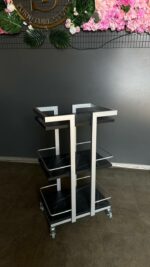 Kosmetický vozík Loft 01 na kolečkách stříbrný | Vozík do salonu - Obrázek 3