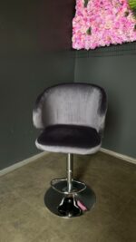 Barová židle Olsey šedý velur nastavitelná | Moderní barová židle - Obrázek 2