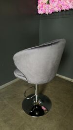 Barová židle Olsey šedý velur nastavitelná | Moderní barová židle - Obrázek 3