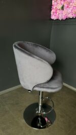 Barová židle Olsey šedý velur nastavitelná | Moderní barová židle - Obrázek 5