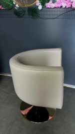 Kadeřnické křeslo Oval Gold hydraulické – zlatá kulatá podstava, béžová ekokůže, salonní křeslo - Obrázek 4