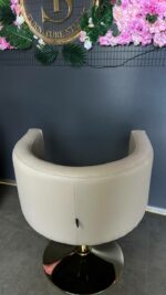 Kadeřnické křeslo Oval Gold hydraulické – zlatá kulatá podstava, béžová ekokůže, salonní křeslo - Obrázek 5