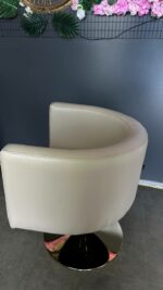 Kadeřnické křeslo Oval Gold hydraulické – zlatá kulatá podstava, béžová ekokůže, salonní křeslo - Obrázek 3