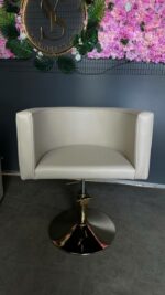 Kadeřnické křeslo Oval Gold hydraulické – zlatá kulatá podstava, béžová ekokůže, salonní křeslo - Obrázek 6