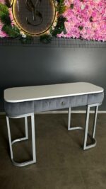 Stůl Art Lux Plus šedý velur stříbrné nohy – kosmetický stolek se zásuvkou - Obrázek 3