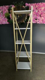 Regál Loft Gold White – kovový regál s policemi, bílé DTD, zlatý rám - Obrázek 5