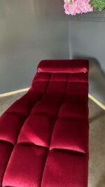 Lehátko Loft s nastavitelnou opěrkou, čtvercové prošití, zlatá konstrukce, vínový velur - Obrázek 4