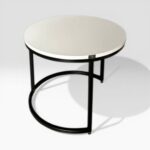 Konferenční stolek loft kulatý bílý s černou konstrukcí | Moderní stolek