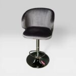 Barová židle Olsey šedý velur nastavitelná | Moderní barová židle