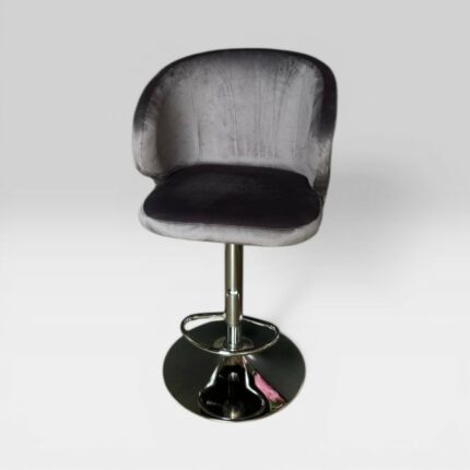 Barová židle Olsey šedý velur nastavitelná | Moderní barová židle