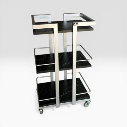 Kosmetický vozík Loft 01 na kolečkách stříbrný | Vozík do salonu