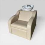 Kadeřnický mycí box Vibe béžový s bílou keramikou | Mycí křeslo do salonu