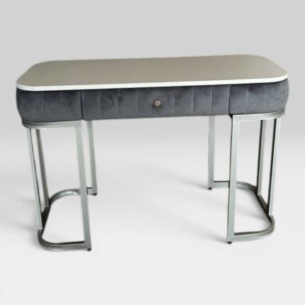 Stůl Art Lux Plus šedý velur stříbrné nohy – kosmetický stolek se zásuvkou