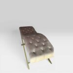 Anatomické lehátko Loft Chesterfield – kosmetické lehátko pro lash studio, zlatá podnož