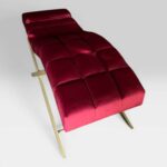 Lehátko Loft s nastavitelnou opěrkou, čtvercové prošití, zlatá konstrukce, vínový velur