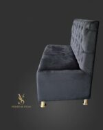 Pohovka Classic do čekárny, černý velur, Chesterfield prošití - Obrázek 4