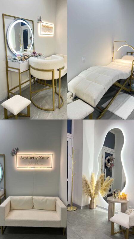 Nábytek YS Furniture pro kosmetický salon s lehátkem Loft, křeslem Loft Oval a pohovkou LOUNGE