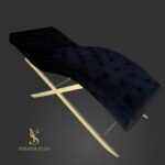 Lehátko Loft pro prodlužování řas s knoflíkovým prošíváním