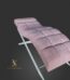 Lehátko Loft pro prodlužování řas s čtvercovým prošíváním, růžová bouclé látka, bílá kovová podnož, ergonomický tvar pro maximální pohodlí klientky