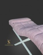 Lehátko na prodlužování řas Loft, pudrově-lila buklé / bílá konstrukce - Obrázek 4