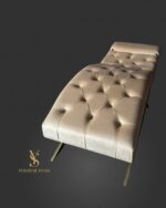 Lehátko na prodlužování řas Loft Cappuccino se zlatou konstrukcí - Obrázek 2