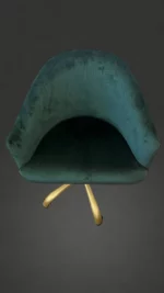 Židle Classic pro kosmetické salony, zelený velur, zlatá podnož na kolečkách, přední pohled