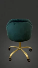 Židle Classic pro kosmetické salony, zelený velur, zlatá podnož, zadní pohled
